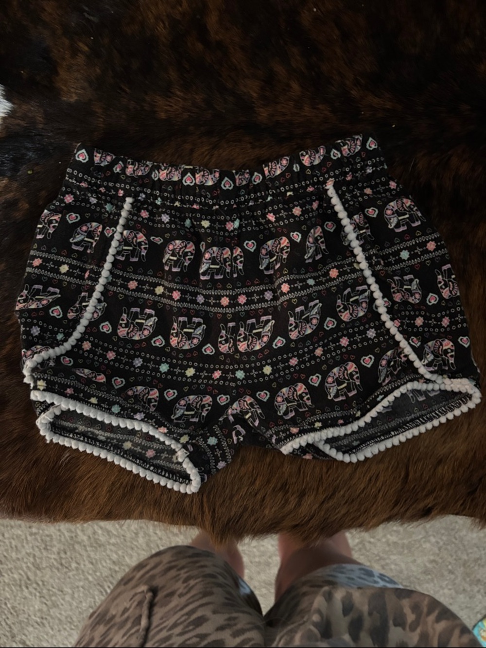 Garanimals Black Shorts with Pink & White Elephant Print